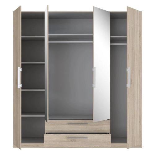 Szafa z lustrem i szufladami 200 cm Dąb Sonoma